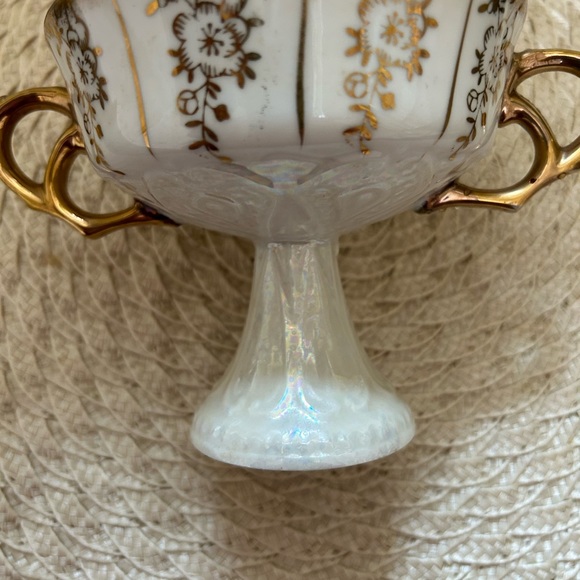 Vintage Pearlescent Royal Sealy Lusterware Double Handled Compote Cup, Berry cup - Picture 8 of 12